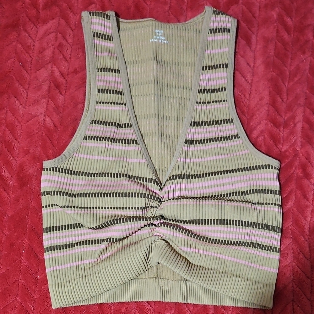 Striped Tan and Pink Women's Top